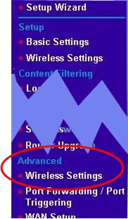Selecting Set Wireless Settings from the WAP main menu