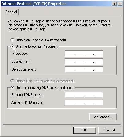 Use the following IP address dialog