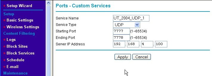 Ports - Custom Services page
