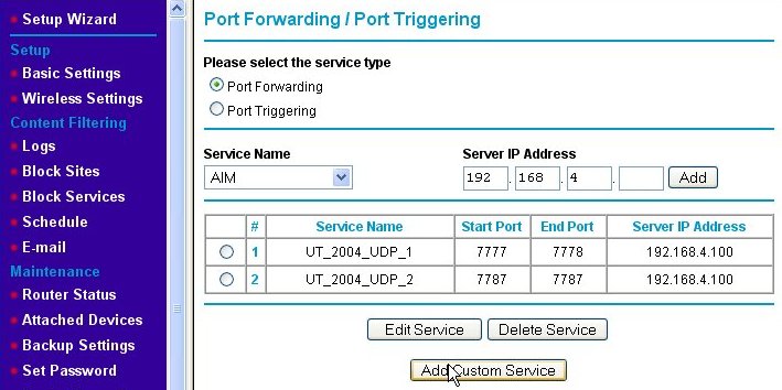 Port forwarding page (part 3))